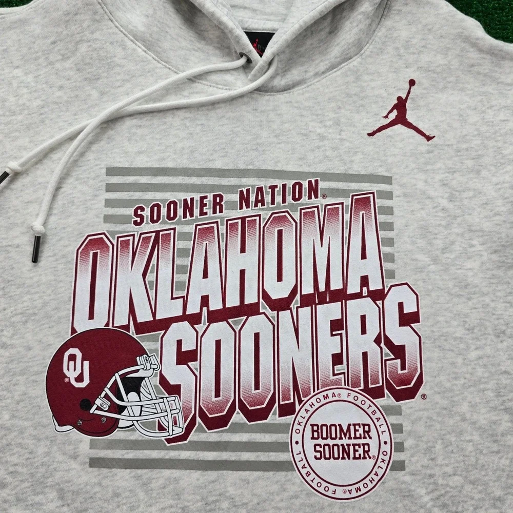 Oklahoma Sooners Nike Jordan Hoodie Sweatshirt Mens Large Gray Boomer Sooner NWT